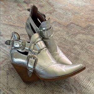 Silver Buckle Ankle Boots slightly worn
